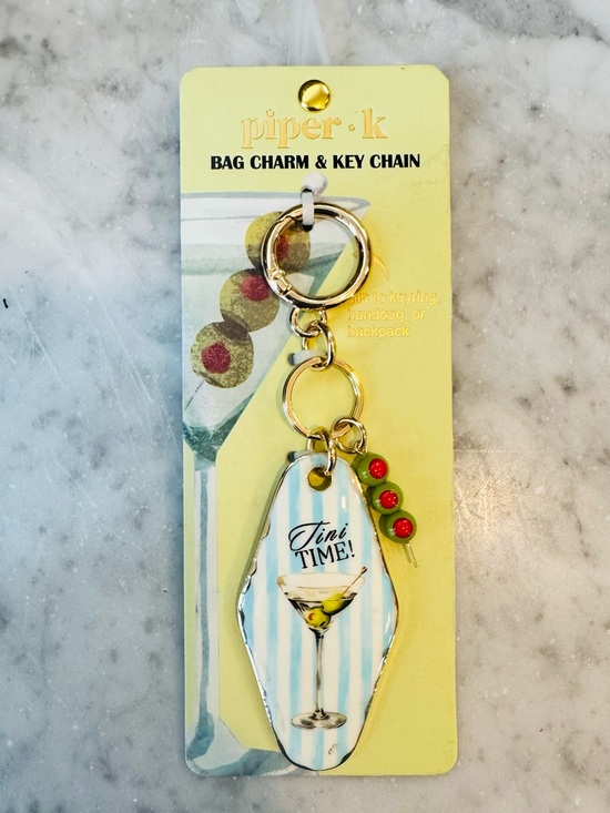 Piper K Accessories - piper•k "Tini Time" Martini Bag Charm & Key Chain - Blue White